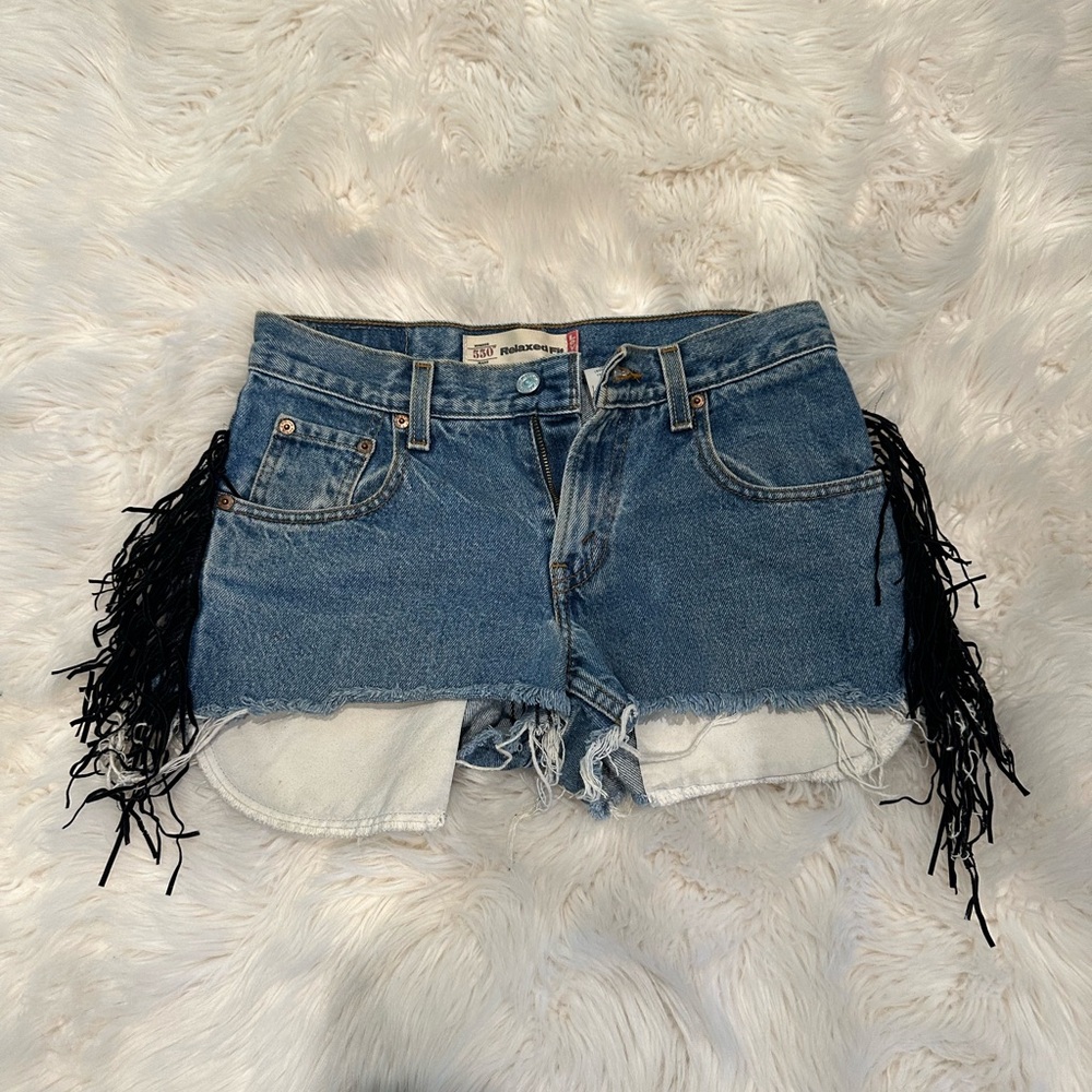 Vintage Levi’s Shorts with Black Fringe